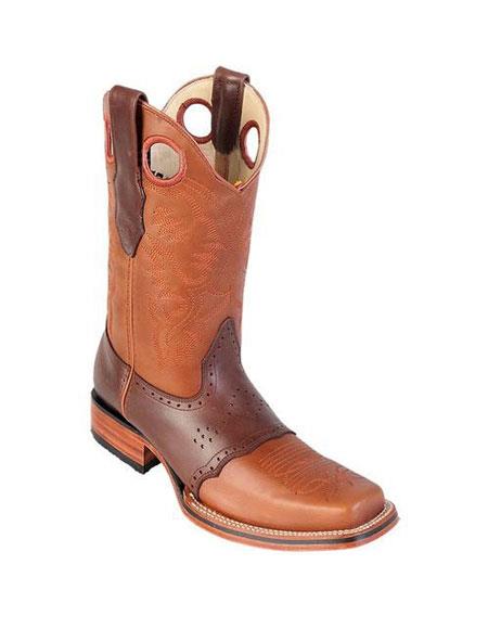Men's Los Altos Boots Square Toe Honey & Brown Dress Cowboy Boot Cheap Priced For Sale Online With Saddle Rubber Sole Handmade