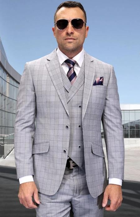 Double Breasted Italian Wool Suit with Vest