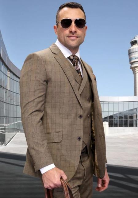 Double Breasted Italian Wool Suit with Vest