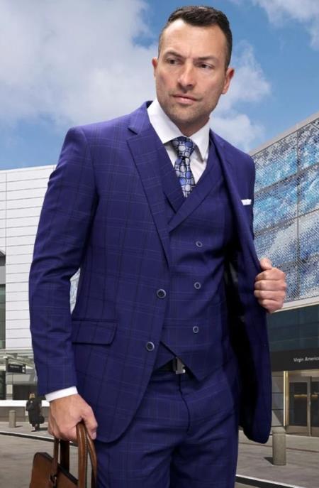 Double Breasted Italian Wool Suit with Vest