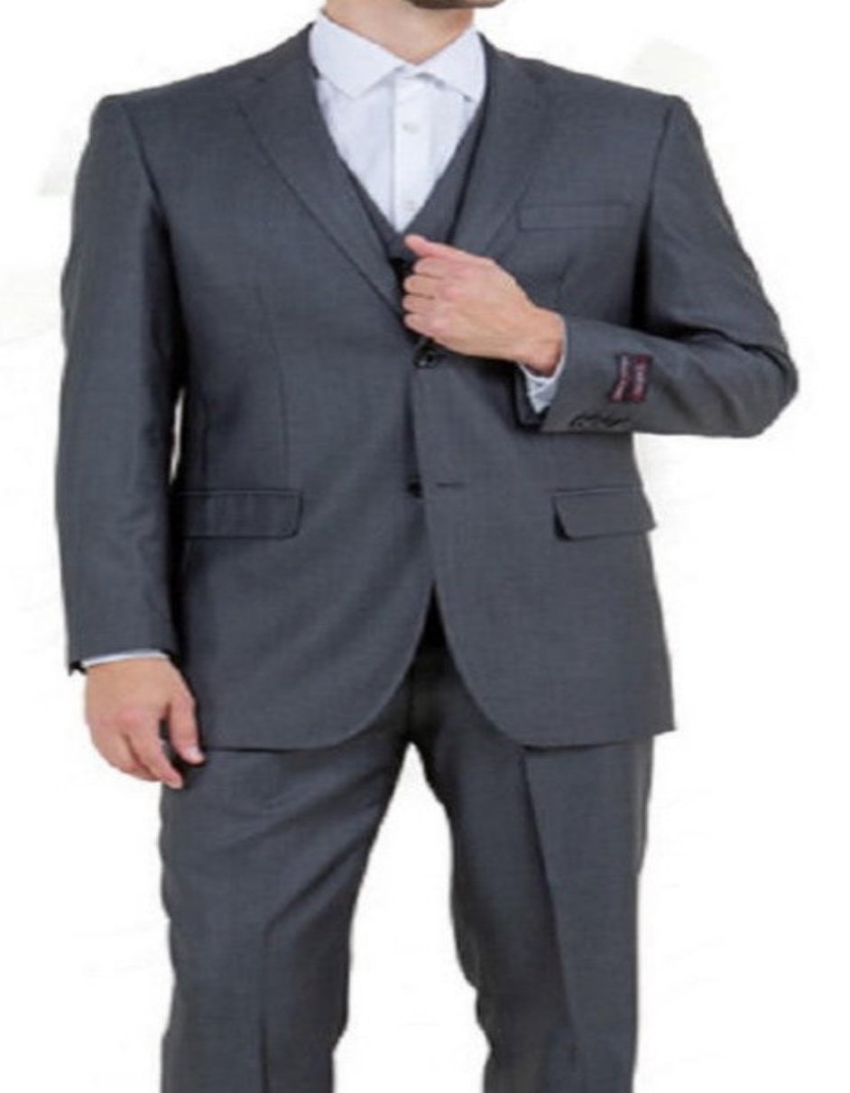 Steel Navy Sharkskin 3 Piece Suit for Men