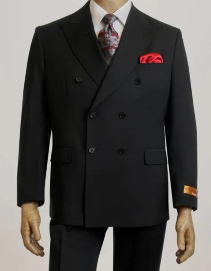Black Modern Fit Peak Lapel 3 Piece Suit