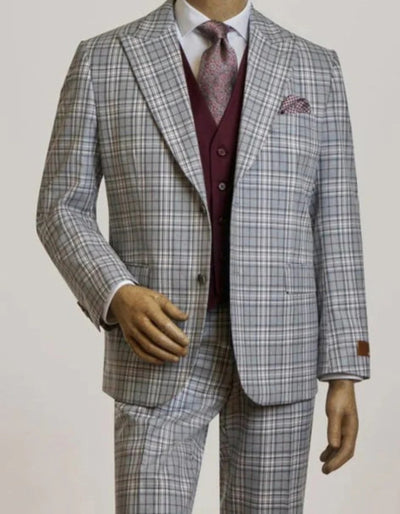 Gray Peak Lapel Modern Fit 3 Piece Suit