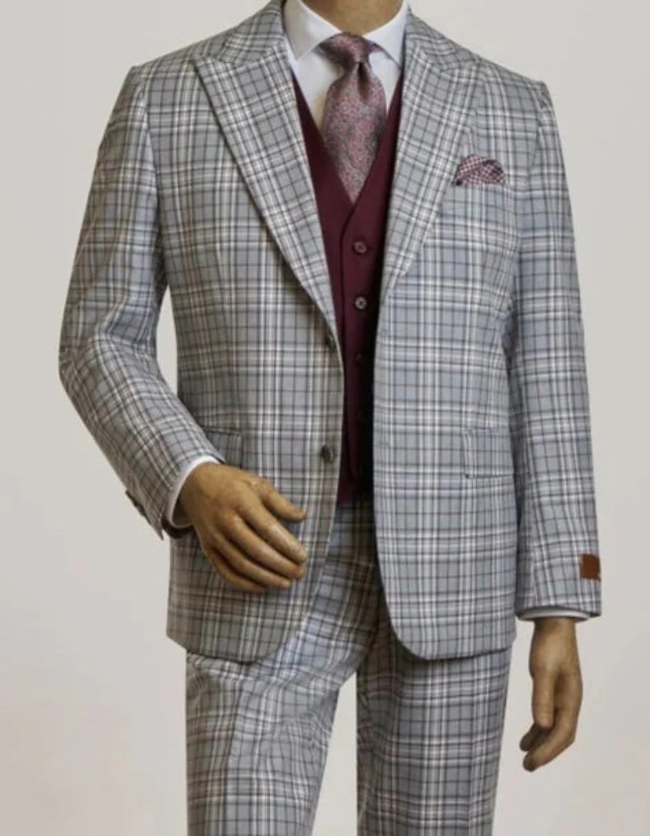 Gray Peak Lapel Modern Fit 3 Piece Suit