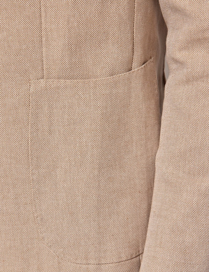 Mens Linen Slim Suit - Stone