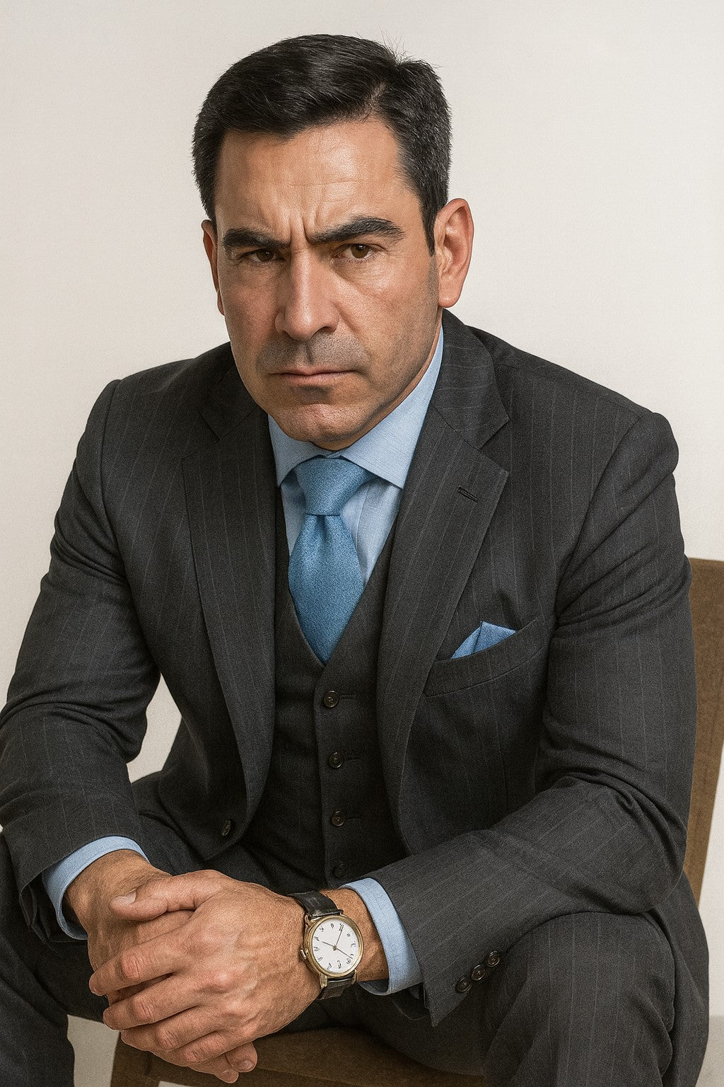 Men's Super Stylish Stunning Charcoal Gray Pinstripe 3 Pieces Vested Suits Available in 2 or 3 buttons - Three Piece Suit