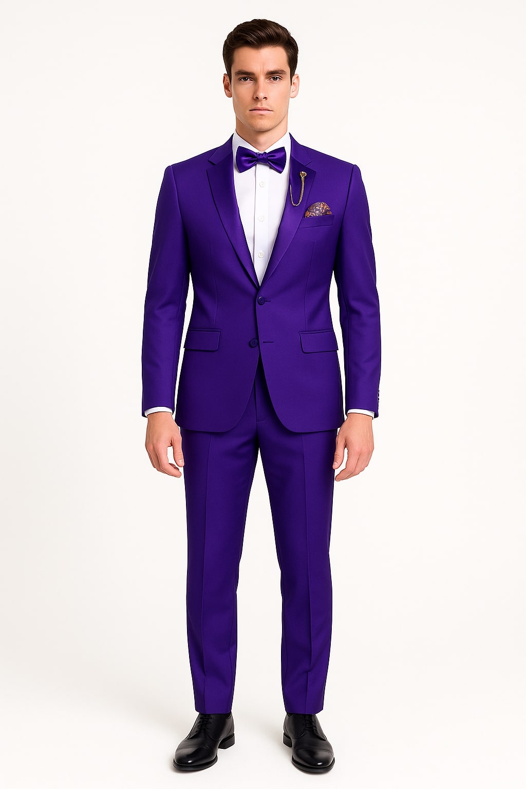 Purple Tuxedo Two-Piece Suit with Satin Lapel