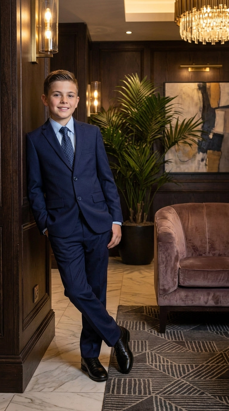 Boys’ Navy Blue 2-Piece Suit – Toddler and Kids Wedding, Church and Formal Suit