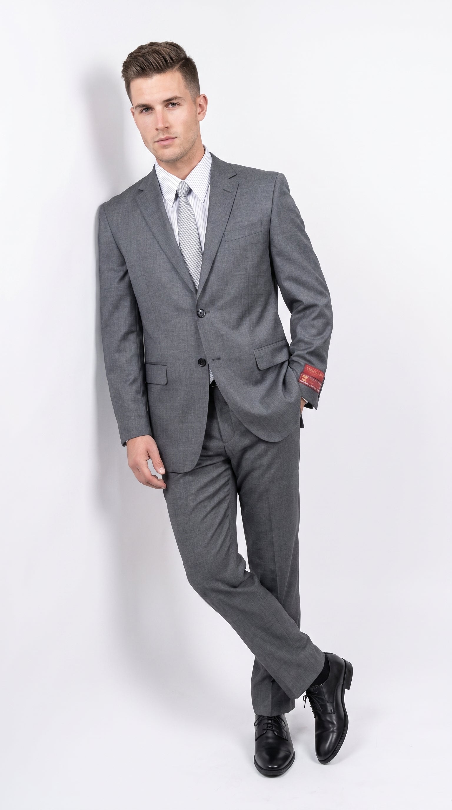 Authentic Tiglio Charcoal Gray 2-Button Wool Suit – Luxury Men's Business, Wedding & Formal Suit