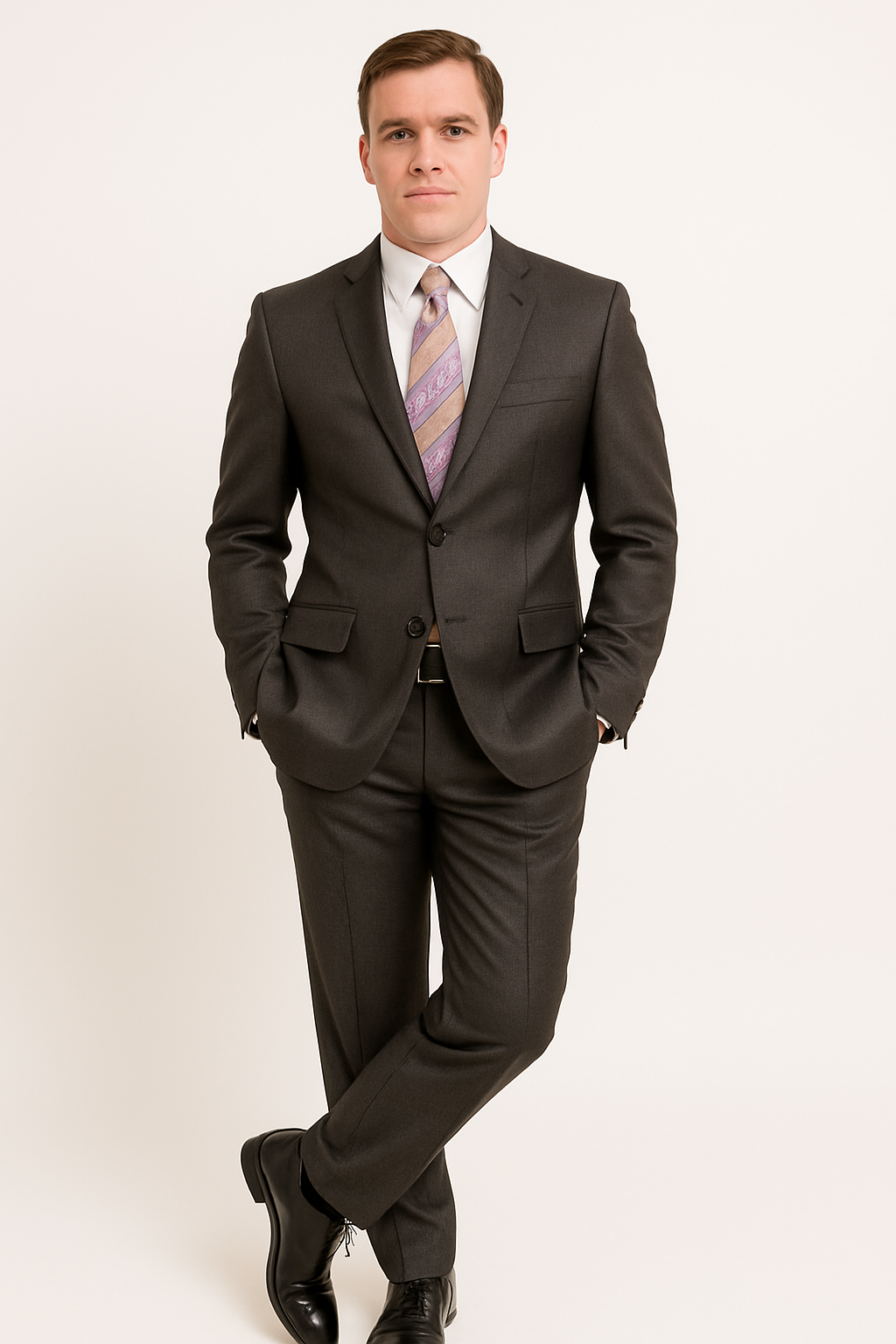 Mens Sharkskin Suits Two Button Suit New Edition Shiny Sharkskin Dark Brown