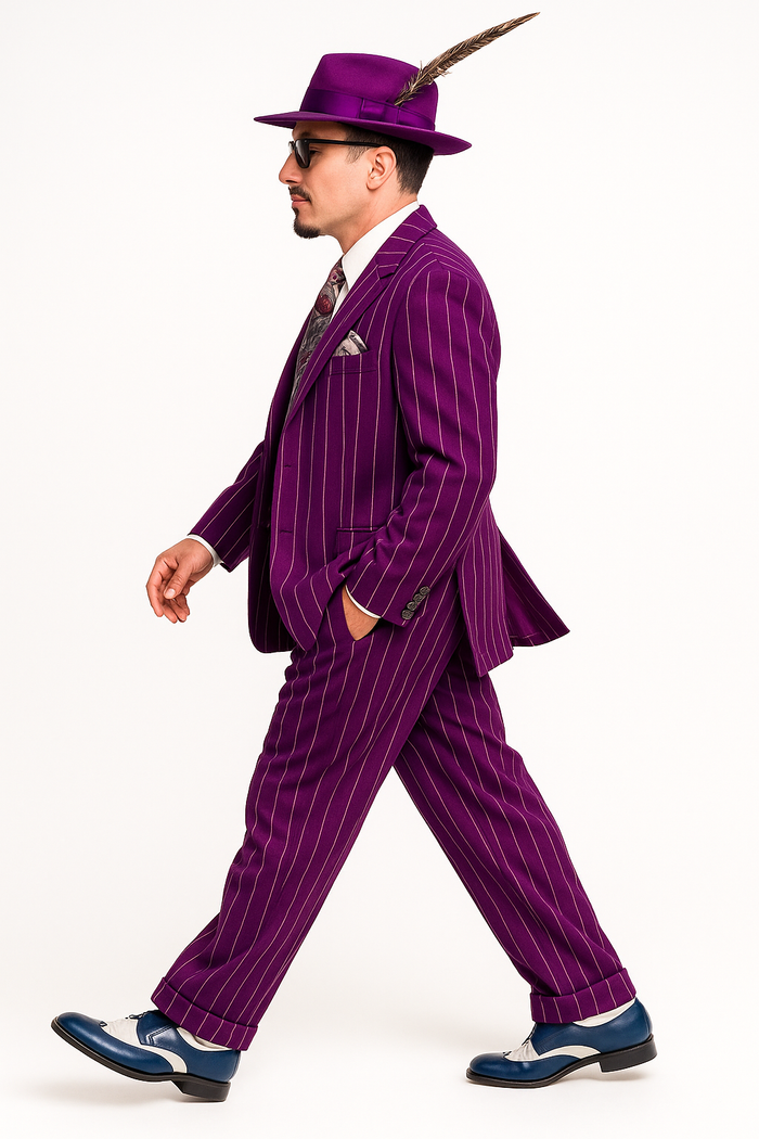 Purple Pinstripe Zoot Suit 3 Piece Vintage Outfit