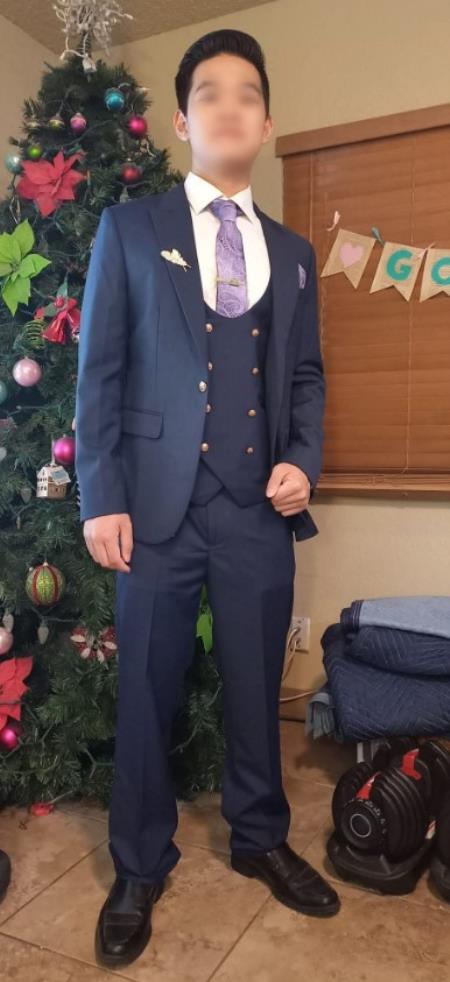 Double Breasted Vest Suit with Gold Buttons