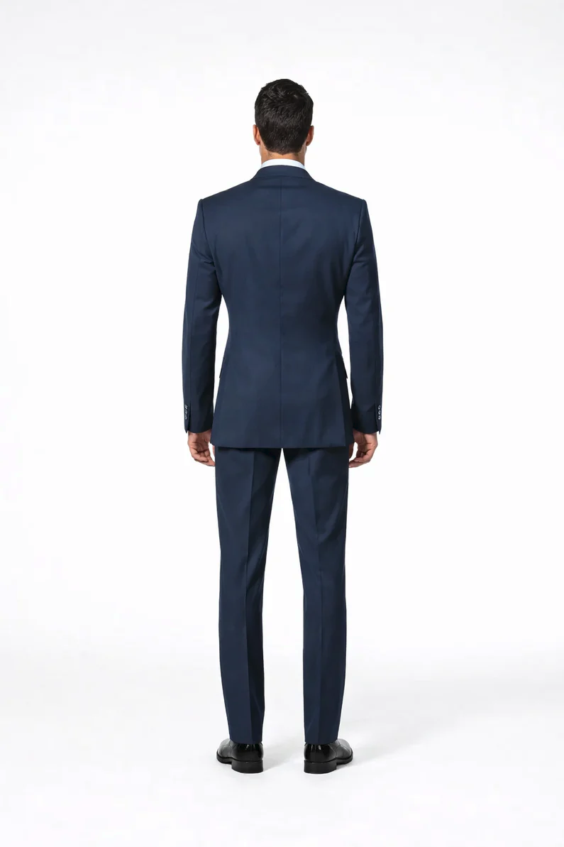 Rossiman Navy Wool Suit with Baggy Pleated Pants
