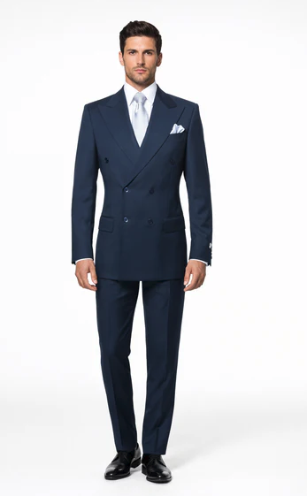 Rossiman Navy Wool Suit with Baggy Pleated Pants