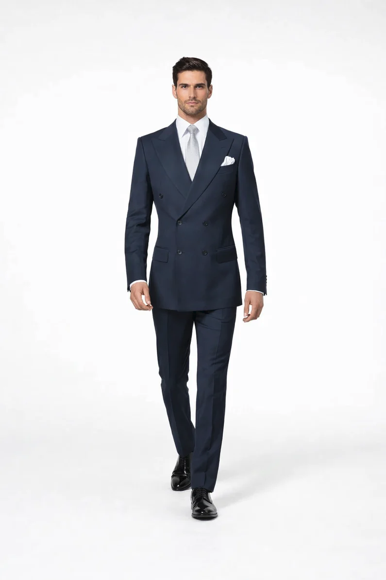 Rossiman Navy Wool Suit with Baggy Pleated Pants