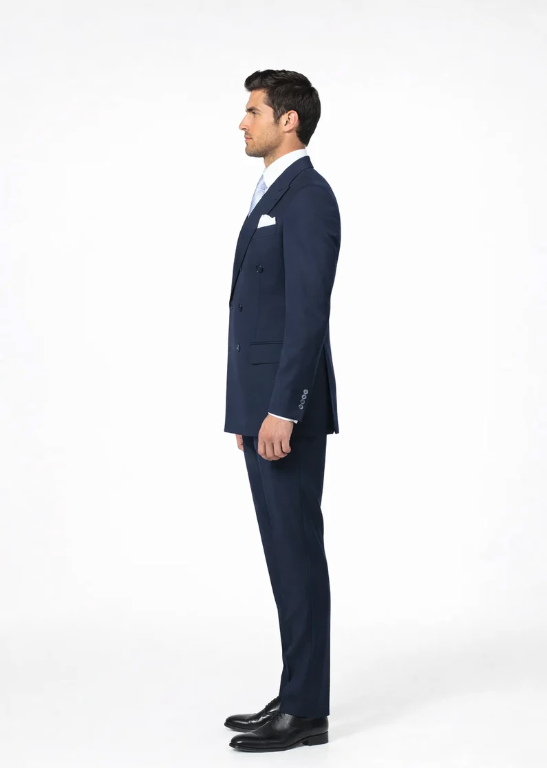 Rossiman Navy Wool Suit with Baggy Pleated Pants