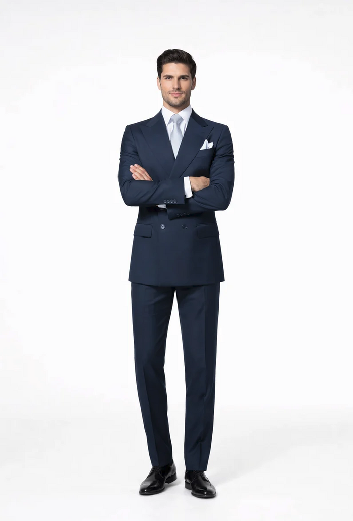 Rossiman Navy Wool Suit with Baggy Pleated Pants