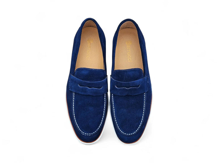 Carrucci Supple Suede Penny Loafer with Sporty Sole
