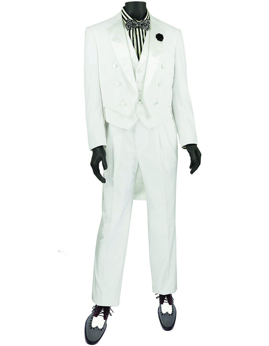 3-Piece White Tail Tuxedo with Vest
