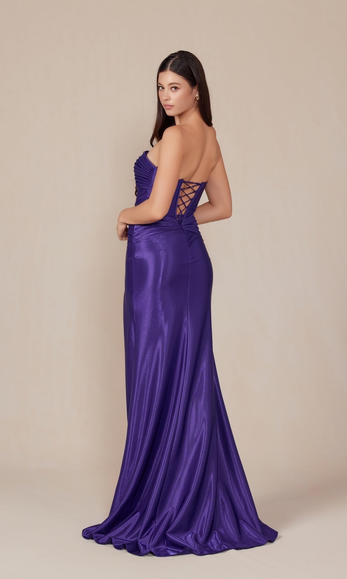 Nox Anabel T1489 Stunning Strapless Lace-Up Prom Gown