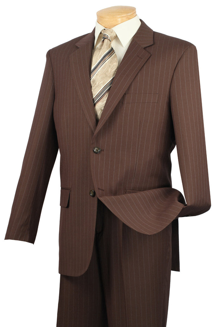Modern Fit 2 Button Pinstripe Suit Toffee