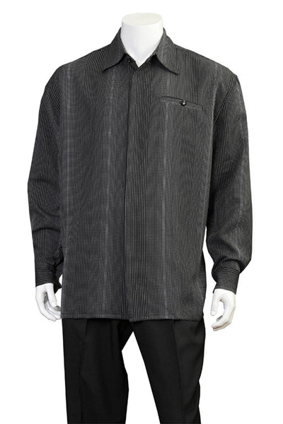Mens Long Sleeve Mini Check Walking Suit in Black
