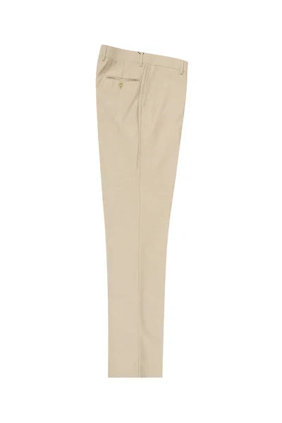 Tan Flat Front Wool Dress Pant 2560 by Tiglio Luxe