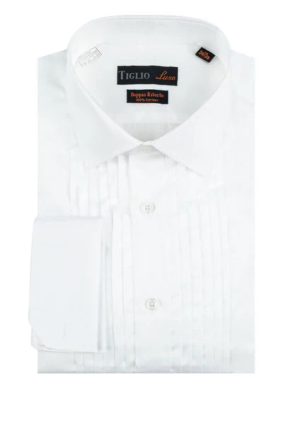 White Tuxedo Shirt French Cuff by Tiglio
