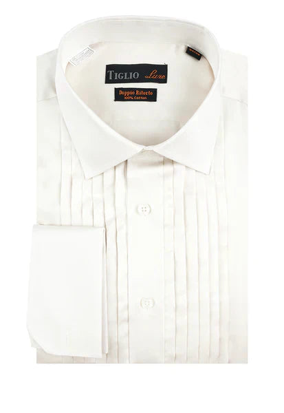 Off-White Tuxedo Shirt, French Cuff by Tiglio