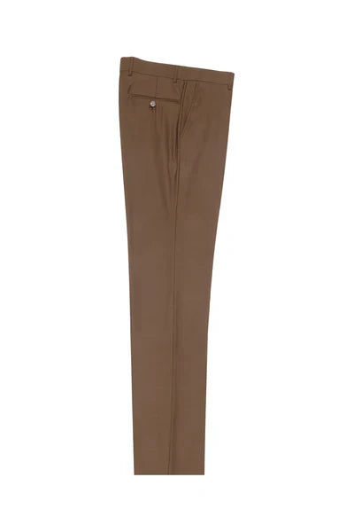 Tobacco Flat Front Wool Dress Pant by Tiglio Luxe
