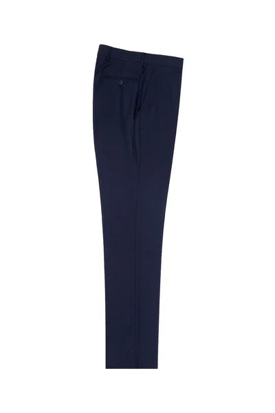 Blue Wool Flat Front Pant by Tiglio Luxe
