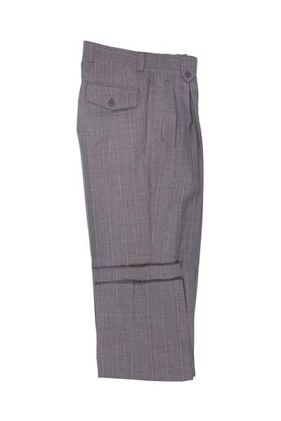 Mauve Windowpane Wool Wide Leg Pants by Tiglio Luxe