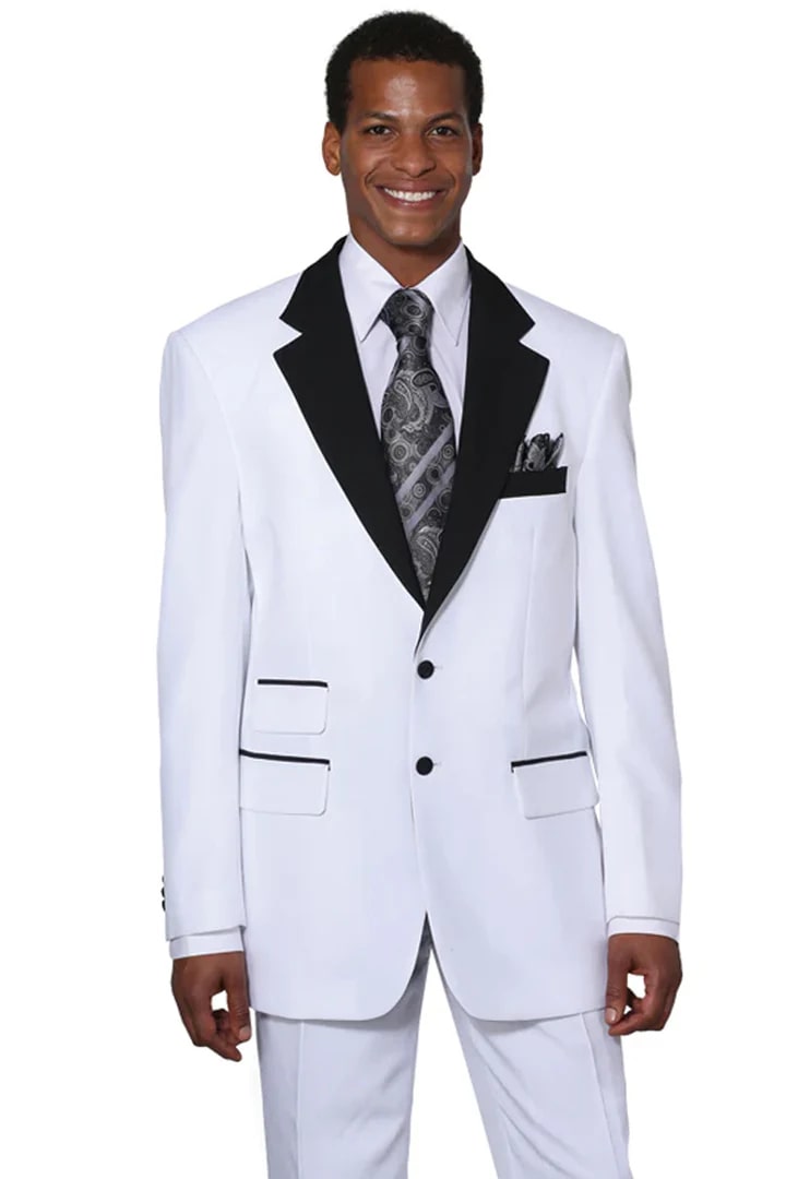 White Contrast Collar 2-Button Wedding Tuxedo