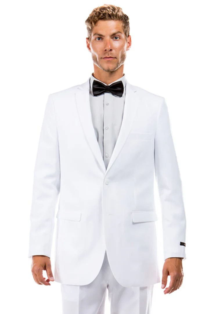 Men's White Two Button Hybrid Fit Wedding Suit