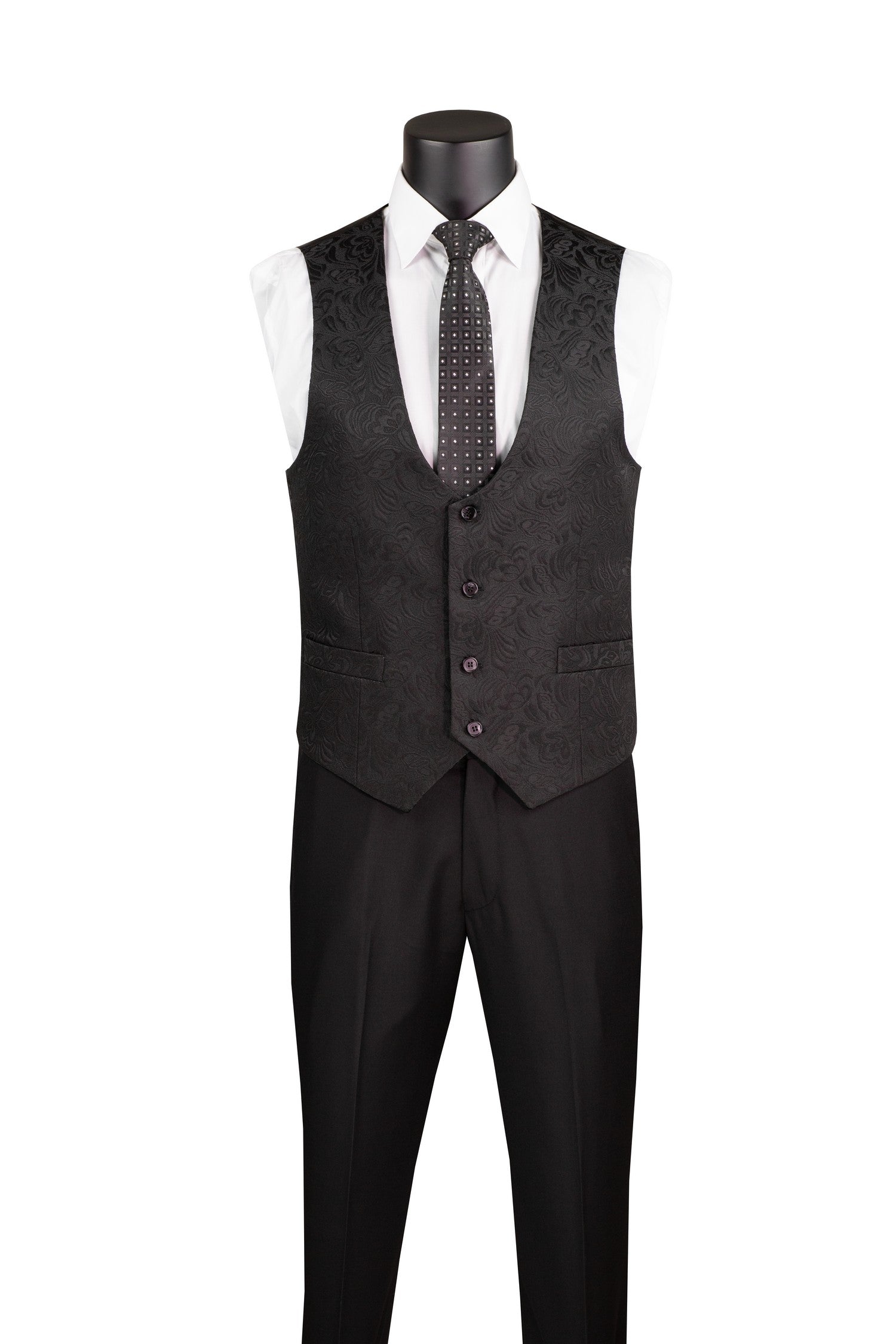 Slim Fit Black Jacquard Tuxedo 3 Piece