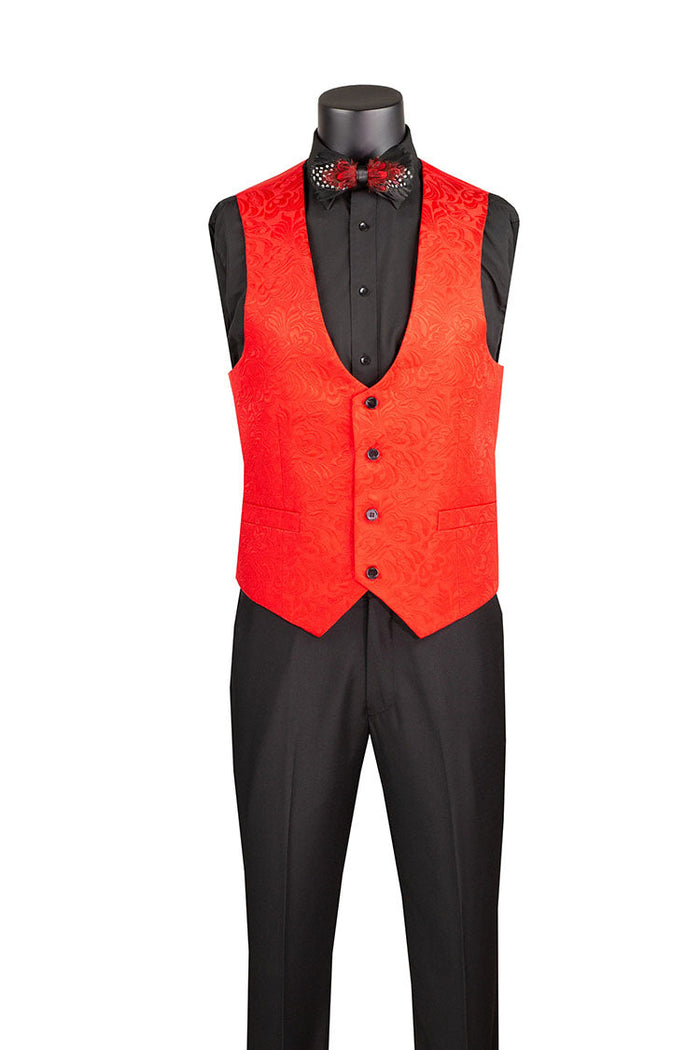 Red Jacquard Slim Fit 3 Piece Tuxedo