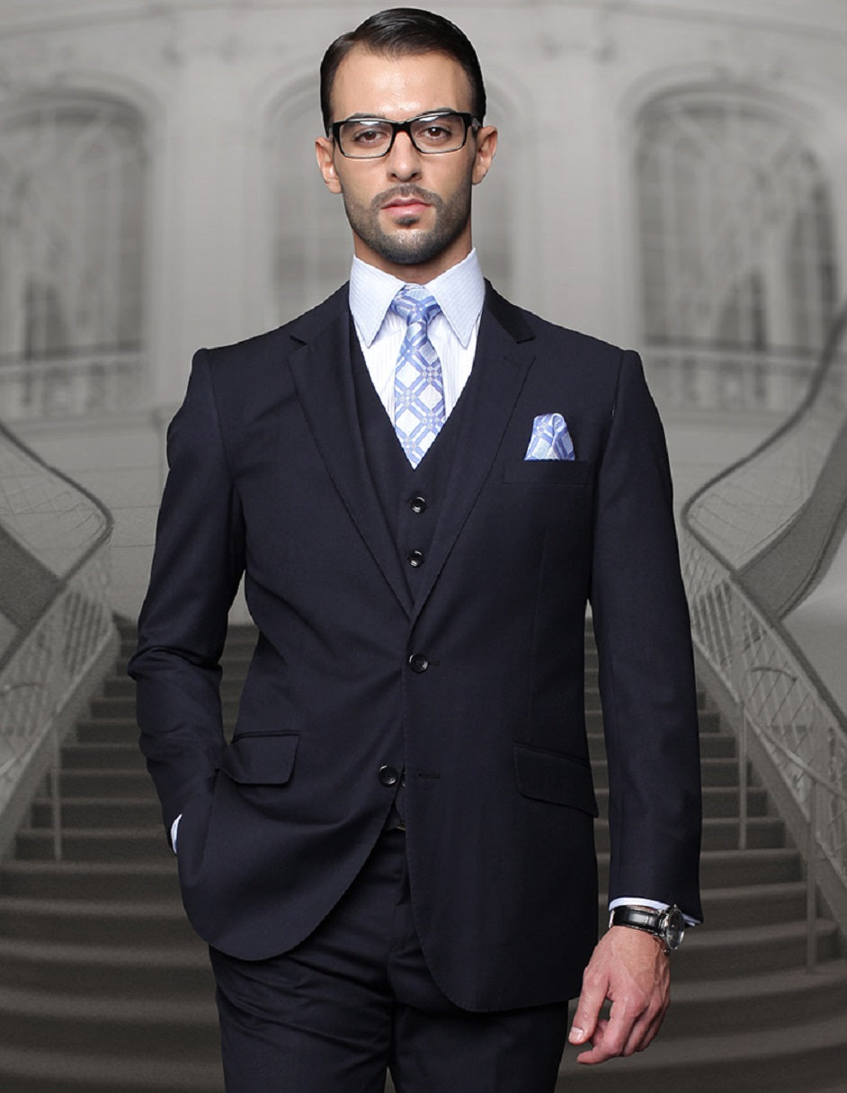 Men's Classic Navy Wool Suit by Statement