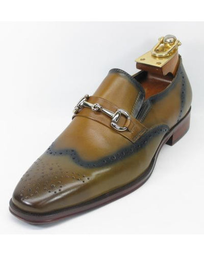 Men's Fashionable Carrucci Two Toned Tan Slip On Style Shoes