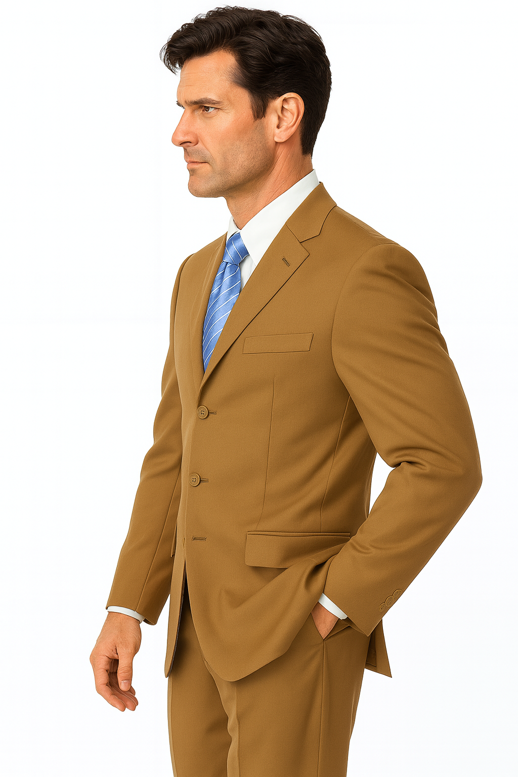 Milano Moda 3-Button Navy Suit for Men
