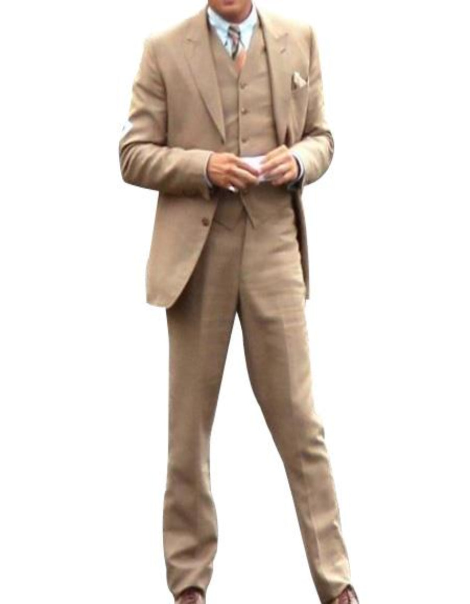 Men's Gatsby-Inspired Tan Wool Suit