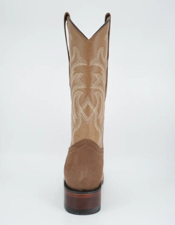 Los Altos Nobuck Taupe Wide Square Toe Boot