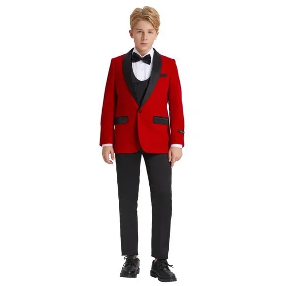 Red Velvet Boys Tuxedo 5pc with Bowtie by Tazzio