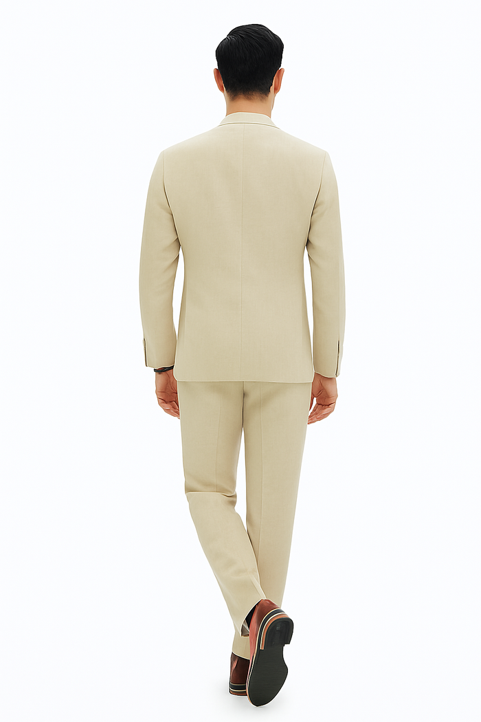 Two Piece Linen Suit Hybrid Fit No Collar