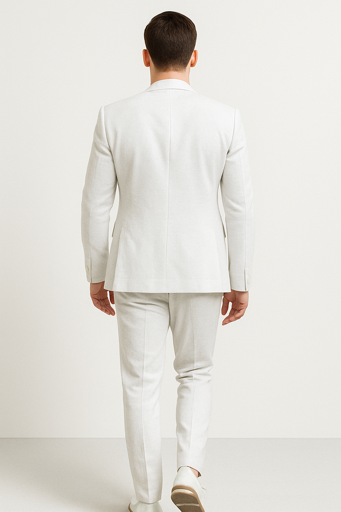 Two Piece Linen Suit Hybrid Fit No Collar