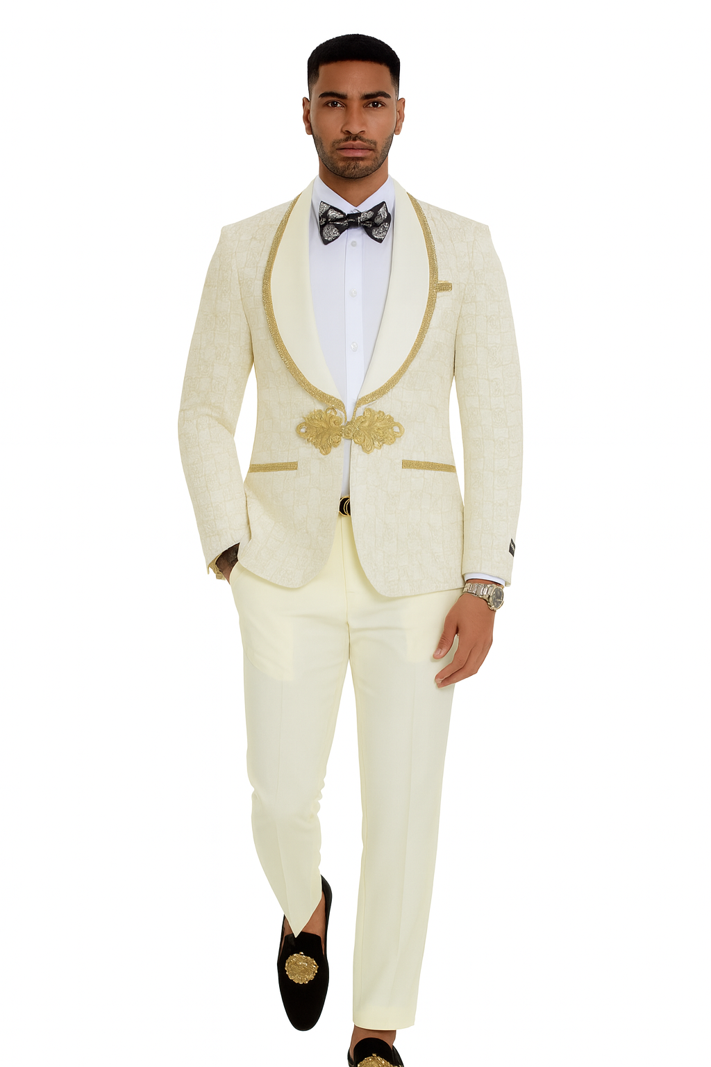 Ivory and Gold 2pc Suit by Tazzio
