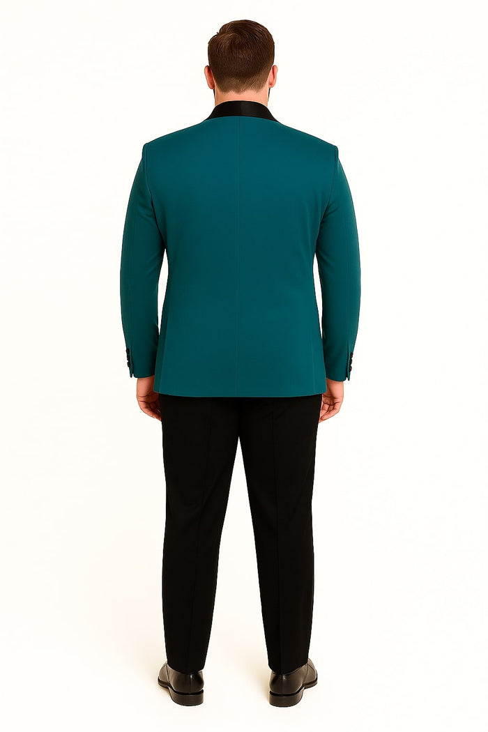 Teal Velvet One Button Men's Tuxedo with Satin Lapel