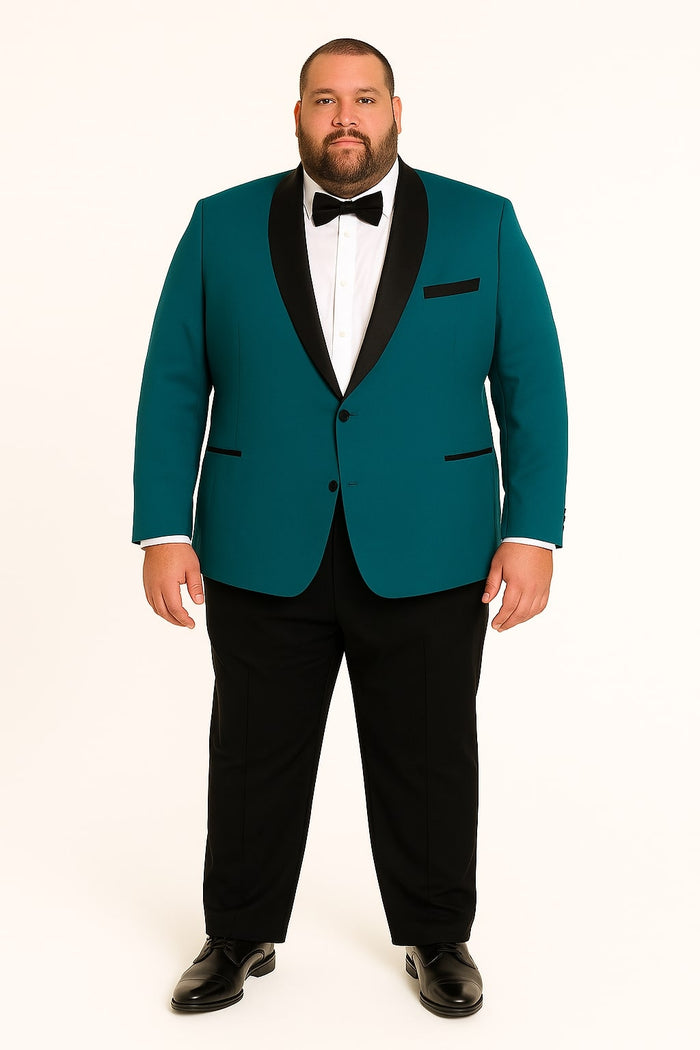 Teal Velvet One Button Men's Tuxedo with Satin Lapel