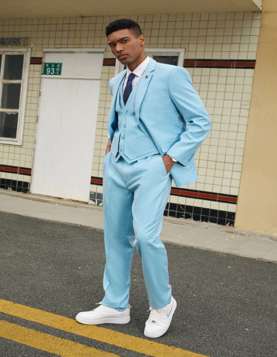 Stacy Adams Teal Green Two Button Vested Suit