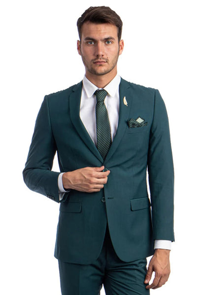 Slim Fit 2 Button Teal Green Wedding Suit