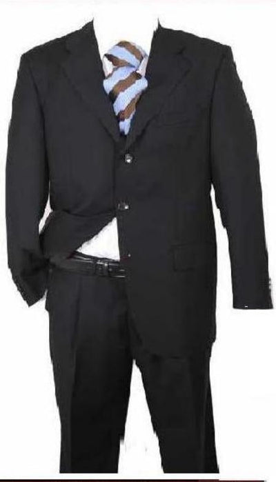 Men's Black Solid Cheap Priced Business Suits Clearance Sale Available In 2 Or 3 Buttons Style Regular Classic Cut